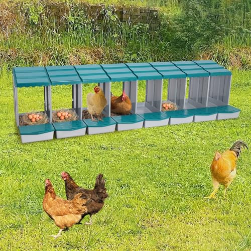 Chicken Nesting Boxes, 8 Compartment Nesting Boxes for Laying Eggs, Roll Away Nesting Box Egg Collection Tray, Wall Mount Poultry Roll Away Chicken Laying Boxes (Green) - color: 8 Compartment Nesting Boxes (Green)