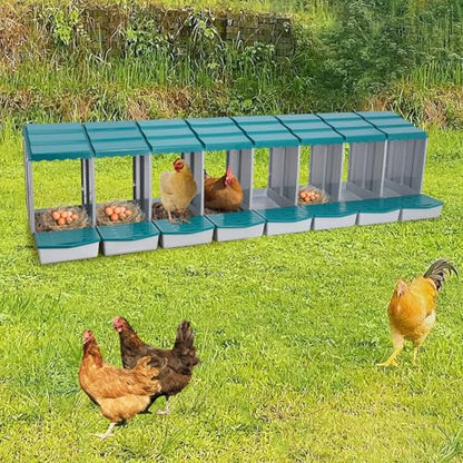 Chicken Nesting Boxes, 8 Compartment Nesting Boxes for Laying Eggs, Roll Away Nesting Box Egg Collection Tray, Wall Mount Poultry Roll Away Chicken Laying Boxes (Green) - color: 8 Compartment Nesting Boxes (Green)