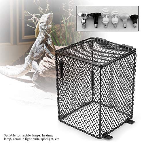 Reptile Lamp Cover, Heater Guard Heat Protector Anti Scald Cover Mesh Cage Heating Lampshade Ceramic Light Bulb Enclosure for Terrarium Chameleon Lizards Snakes (Square) - size: square