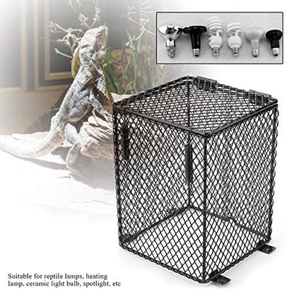 Reptile Lamp Cover, Heater Guard Heat Protector Anti Scald Cover Mesh Cage Heating Lampshade Ceramic Light Bulb Enclosure for Terrarium Chameleon Lizards Snakes (Square) - size: square
