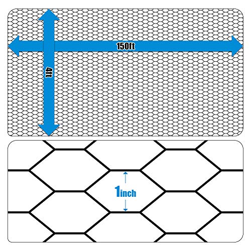 Fencer Wire 20 Gauge Black Vinyl Coated Poultry Hex Netting with 1 inch Mesh (4 ft. x 150 ft.) - size: 4 ft. x 150 ft.