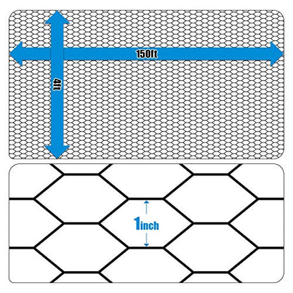 Fencer Wire 20 Gauge Black Vinyl Coated Poultry Hex Netting with 1 inch Mesh (4 ft. x 150 ft.) - size: 4 ft. x 150 ft.