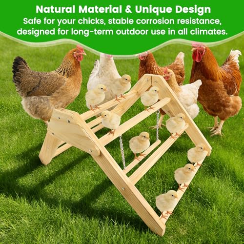 Chick Perch with Wooden Swing, Chick Roosting Bar Coop for Brooder, Chick Wooden Roosting Bar, Training Chicken Perch Fun Chicken Toys for Baby Chicks, Parakeets, Parrots