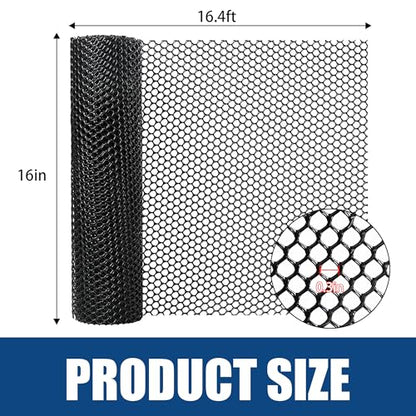 Heavy-Duty Black Plastic Chicken Wire Mesh, 16in x 16.4ft Plastic Mesh Roll with 30 Zip Ties for Poultry Coop, Rabbit Run, Plant Support, Garden Fencing and Balcony Barrier - color: 16ft Black