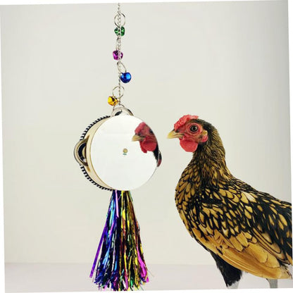 Chicken Swing for Hens Pet Double Sides Mirror Stainless Steel Drum Toy
