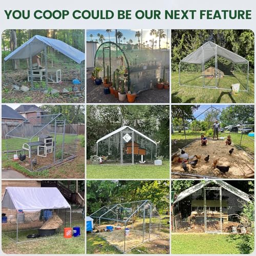 Large Metal Walk-in Chicken Coop with Run & Hardware Cloth, Predator-Proof Outdoor Poultry Cage with Solar Light, Waterproof & UV-Resistant Cover for Backyard Farm - size: 118.0"L x 78.0"W x 78.0"H