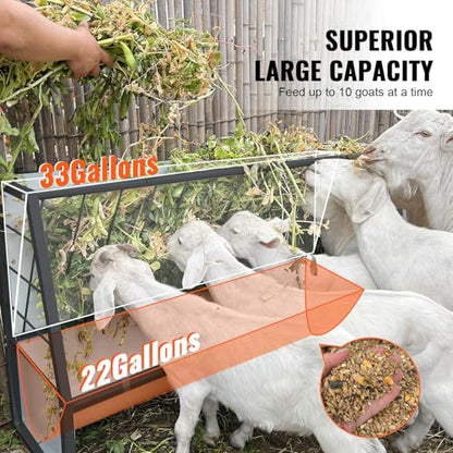 5 Ft Pasture Hay Feeder Black, Heavy Duty Galvanized Steel Livestock Hay Feeder, Outdoor Pasture Feeder for Sheep, Goats, Pony and Miniature Horses