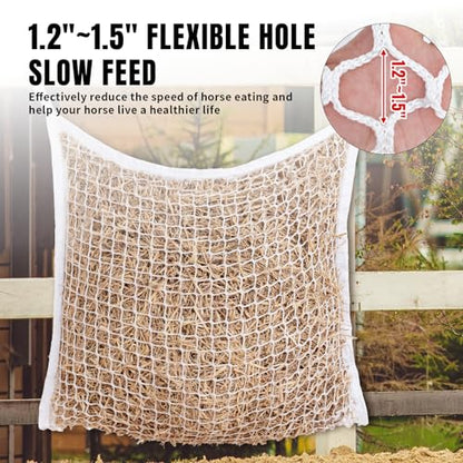 4 PCS Slow Feed Hay Net for Horses, Large Capacity Hay Bags for Horses Goats Sheep Donkey Trailer Full Day Feeding, Easy to Fill and Hang, White, 35 x 31 Inch - size: 4PCS-White