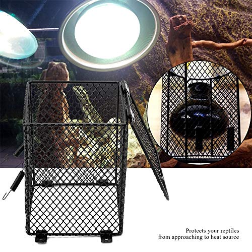 Reptile Lamp Cover, Heater Guard Heat Protector Anti Scald Cover Mesh Cage Heating Lampshade Ceramic Light Bulb Enclosure for Terrarium Chameleon Lizards Snakes (Square) - size: square