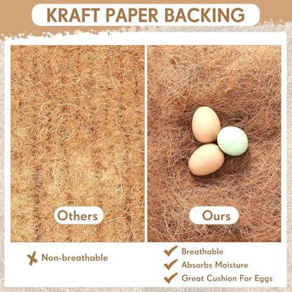 Yerliker 3 Pack Chicken Nest Box Pads Laying Hen Nesting Box Liners Nesting Pads Natural Coconut Fiber for Chicken Coop Bedding Fit Most Nest Boxes
