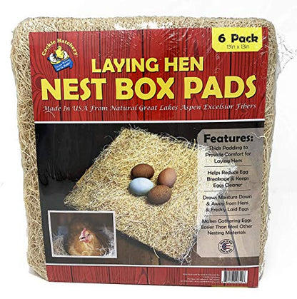 Cackle Hatchery Laying Hen Nest Box Pads Made in USA from Sustainable Aspen Exceslior - 13x13 Nesting Box Liners (6-Pack) - size: 6-Pack