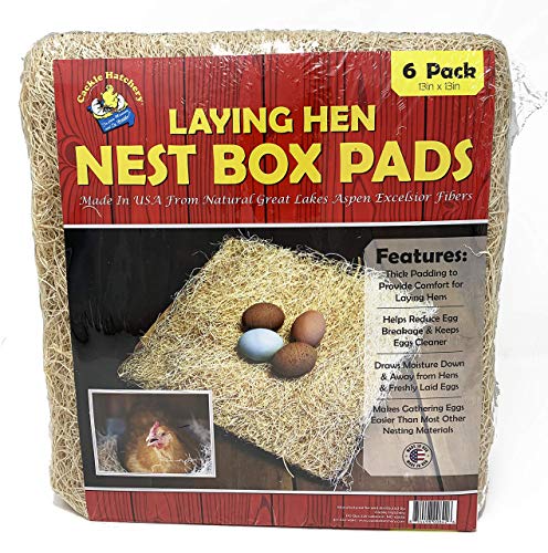 Cackle Hatchery Laying Hen Nest Box Pads Made in USA from Sustainable Aspen Exceslior - 13x13 Nesting Box Liners (6-Pack) - size: 6-Pack