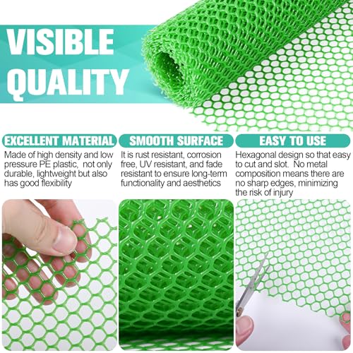 Plastic Mesh Fence Sheet 15.7IN x 10FT - 0.3IN Opening Plastic Chicken Wire Netting Roll Durable for Dogs, Poultry, Puppy, Garden Snake Barrier with 50 Pcs Zip Ties - Green - color: Green, size: 15.7IN x 10FT + 50Ties