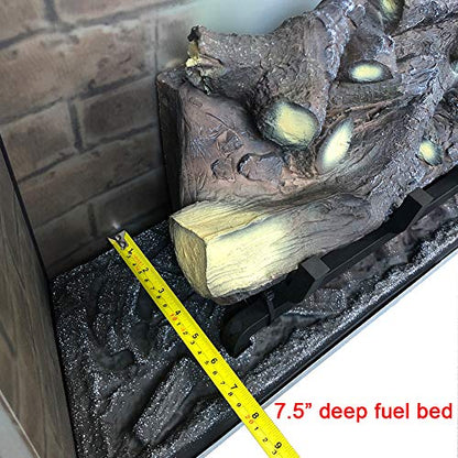 PuraFlame Klaus 26” Electric Fireplace Insert with Trim Kit, Fire Crackling Sound, Resin Log, Glass Door and Mesh Screen, 750/1500W Heater, Black - size: 26" with Trim