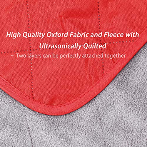Waterproof Warm Fleece Outdoor Blanket Extra Large Lightweight Portable with Carry Bag for Stadium, Picnic, Camping, Beach, Dogs, Sofa - color: Red