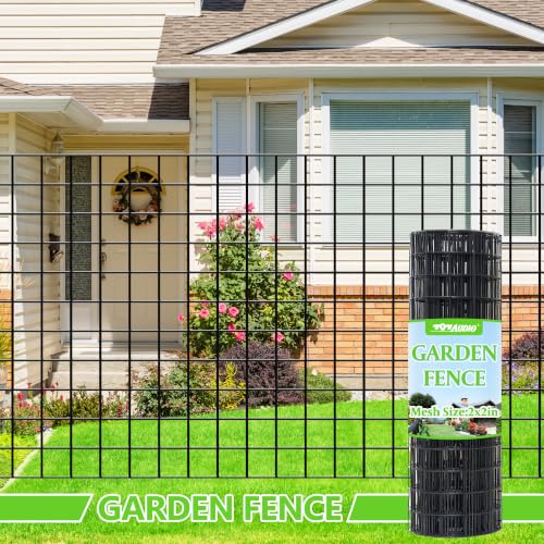 Black PVC Coated Welded Wire Fencing,2"x2" 16 Gauge,24inch H x 100ft L Garden Wire Fence Roll,2/3/4/5/6ft Tall x 50/100 ft Long Vinyl Coating Metal Wire Mesh for Yard,Farm,Dog,Vegetable Protection - color: Black, size: 2"x2" 24inx100ft