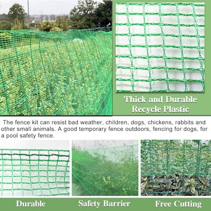 Garden Fence Temporary Fence, 4'x30' with 50 Zip Ties, Plastic Fencing Safety Fence Snow Fence, Construction Fencing for Garden Fencing, Animal Barrier, Poultry, Deer, Patio, Green - size: 4ft x 30ft