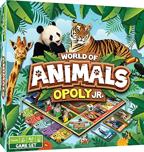 MasterPieces Kids & Family Board Games - World of Animals Opoly Jr. - Officially Licensed Board Games for Kids, & Family - style: World of Animals