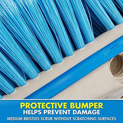 STAR BRITE Premium Medium Wash 8" Brush Head W/Bumper - Dual Connections Fit Either Standard 3/4" Threaded Poles or Extend-A-Brush Handles (Medium) (Blue) (040162) - color: Blue, size: Deluxe 8" Brush