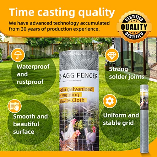 36in x 10ft Hardware Cloth 1/8 inch 27Ga Hot Dipped Galvanized After Welding, Chicken Coop Wire Fence, Welded Metal Fencing Roll Mesh for Bee Screen Garden Plant Poultry Animal Netting Cage - size: 36in x 10ft