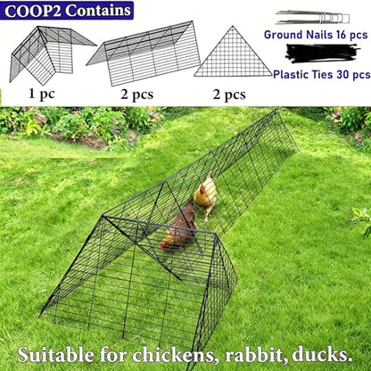 Heavy Duty Chicken Run Tunnel for Yard & Outside, Foldable & Expandable Chicken Tunnel, Portable Predator-Proof Poultry Playpen for Chickens, Rabbits & Ducks - size: Coop 2