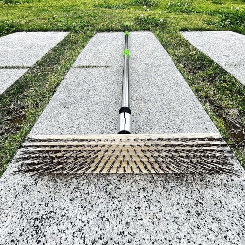 ordinarYone Strong Stainless Steel Deck Brush With 59 Inch Customizable Handle For Concrete Wood And Outdoor Spaces