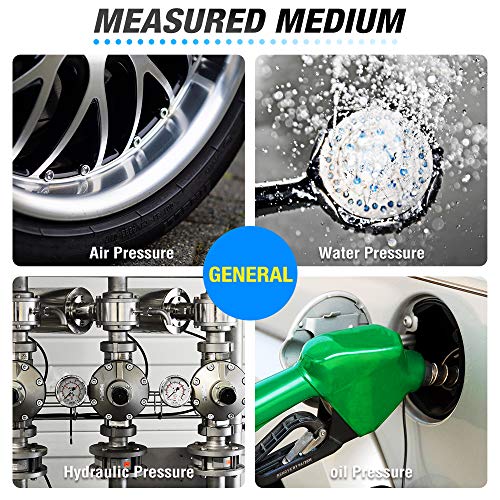 MEANLIN MEASURE -30inHG~0Psi Stainless Steel 1/4" NPT 2.5" FACE DIAL Vacuum Pressure Gauge, Lower Mount, with 1/2" NPT and 3/8" NPT Hex Bushing - size: -30inHG-0Psi
