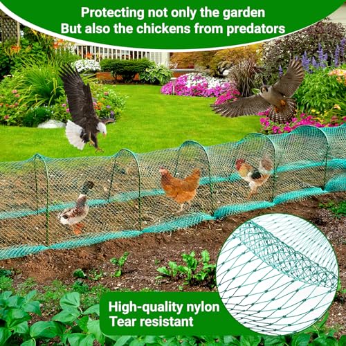 UNIFAMILY Flexible Chicken Tunnels 354 ×31 Inch, Chicken Coop Run, Chicken Tunnel for Yard Outside, Easy Installation Chicken Tunnel Runs Suitable for Chickens, Duck, Rabbit, green