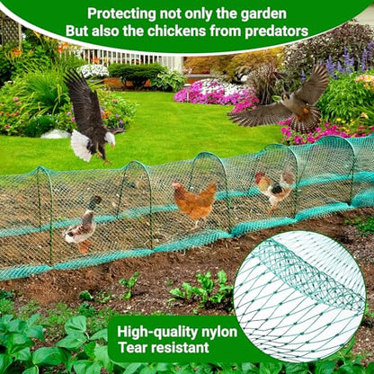 UNIFAMILY Flexible Chicken Tunnels 354 ×31 Inch, Chicken Coop Run, Chicken Tunnel for Yard Outside, Easy Installation Chicken Tunnel Runs Suitable for Chickens, Duck, Rabbit, green