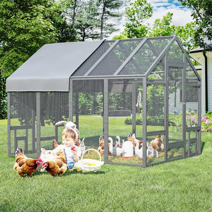 Chicken Coop Chicken Run,Wooden Large Chicken Coop, Chicken Runs for Yard with Cover, Outdoor Duck Coop, Duck Houses for Outside Farm Backyard