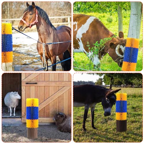 2PCS Livestock Scratch Brushes, Horse Scratcher Massage Brush Kit, Yellow - color: Yellow, size: 2-Pack