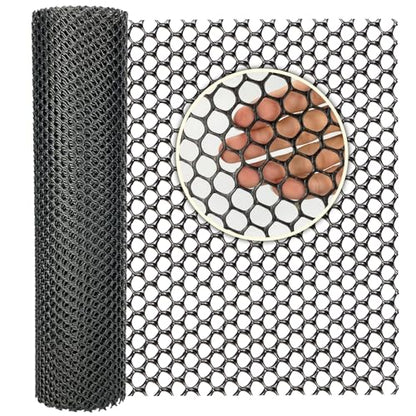 Plastic Wire Mesh Fence 16in x 20Ft Plastic Chicken Wire Mesh for Poultry, Dogs, Rabbit, Snake Barrier & Gardening Versatile Plastic Fencing (16in x 20Ft, Black) - color: Black, size: 16in x 20Ft