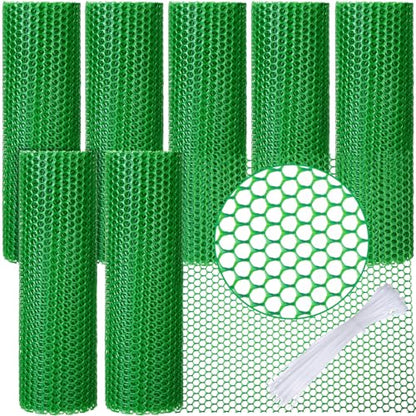 Landical 6 Rolls Plastic Chicken Wire Fencing Mesh 120 x 15.7 Inch Each Plastic Mesh Fence with Zip Ties Hexagonal Poultry Netting Garden Fencing Cat and Bird Netting (Green) - color: Green