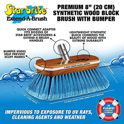 STAR BRITE 8" Premium Cleaning Brush - Synthetic Wood Block with Durable, High-Density Star Prene Fibers for Boat, RV & Auto Surfaces - Extend-A-Brush Handles - Medium Bristle, Blue (040171) - color: Blue, size: Premium 8" Brush
