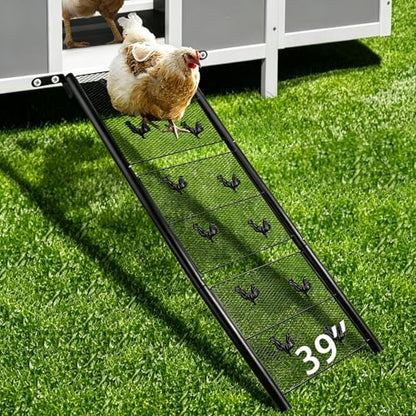 Chicken Coop Ramp, Chicken Ladder & Coop Accessories, Ladder Length Adjustable for Henhouse, Coop Steps for Feet Problem or Cannot Fly Chickens, Heavy Duty Sturdy,Corrosion-Resistant, and Waterproof