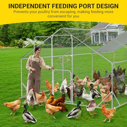 9.8X19.7x6.6FT, Large Walk in Chicken Run Pen Cage, Metal Coop Clearance with Double Door, Chicken Runs for Yard with Cover, Outdoor Cages for Chickens and Range Poultry, Large Chicken Coops - size: 9.8 x 19.7 x 6.6 ft