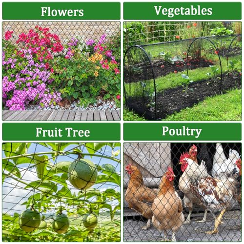 8 X 100 Ft Garden Netting, 5/8in Mesh Heavy Duty Bird Netting for Vegetable, Fruit Trees, Blueberry Bush Protection, Reusable Poultry Netting Against Birds, Deer, Rabbit and Cat, Chicken Coop Net - size: 8 X 100 Ft
