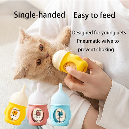 Pet Bottle, Silicone Feeding Nipple for Newborn Puppy Small Animal Bottle with Anti-Choking Valve, 20ml (Yellow)