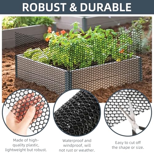 Plastic Wire Mesh Fence, 1.3ft x 50ft /15.7in x 600in Plastic Chicken Wire Fence Mesh Versatile Plastic Fencing Wire Netting Poultry Animal Barrier Fence with 150 Zip Ties for Garden & Farm, Black - color: Black