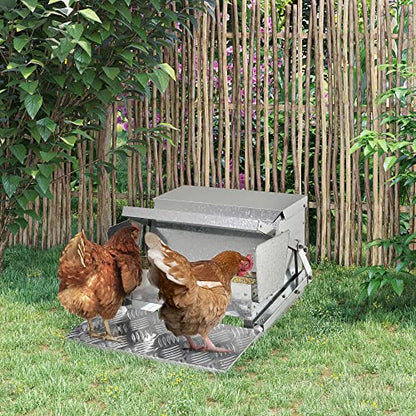 PawHut 25 lbs Capacity Automatic Chicken Poultry Feeder with a Galvanized Steel and Aluminium Build, Weatherproof Design - size: 16.5" L x 20" D x 11.25" H
