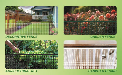 PotatoLife Plastic Hardware Mesh Netting, Temporary Fence, Tree Guards, Staircase Banister, Animal Barrier, Garden Netting, Poultry, with 50 Zip Ties (Green, 40'' x 50') - color: Green, size: 40'' x 50'