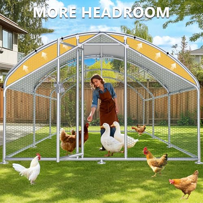 HITTITE Large Metal Chicken Coop with Run, 19.19 x 9.84 x 6.23 ft Walk in Poultry Cage Chicken Run Pen, Dome Roof Outdoor Chicken Runs for Yard with Waterproof & Anti-UV Cover - size: 230.0"L x 118.0"W x 74.7"H