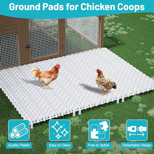 Chicken Coop Ground Pad, 9 PCS Floor Pads for Chicken, Free to Splice Ground Pads for Chicken Coops, Chicken Coop Accessories, Keep Coops Tidy & Dry, Easy to Clean