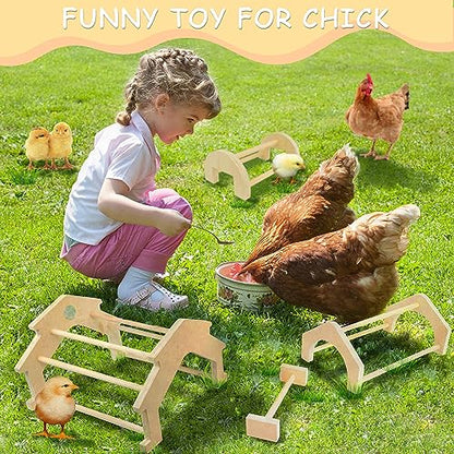 Wooden Chicken Perch (4 Pack), Jungle Gym Roosting Bar, Chicken Coop Accessories