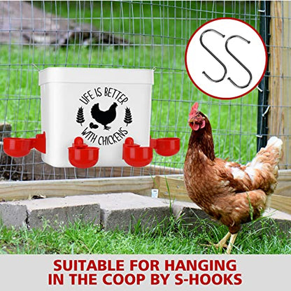 ‎Tgeyd Chicken Waterer - Chicken Water Feeder with 4 Water Cups - Automatic Chicken Waterer No Waste - Poultry Waterer with 2 Gallon for Chickens Ducks and Goose