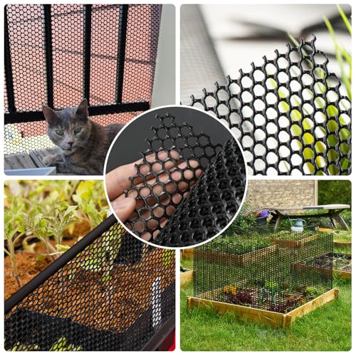 Plastic Wire Mesh Fence 16IN x 10FT, Black Plastic Net, Suitable for Poultry, Dogs, Rabbits, Snakes, Garden Barrier, Balcony Pet Fence, Chicken Fence - color: Black, size: 16IN x 10FT