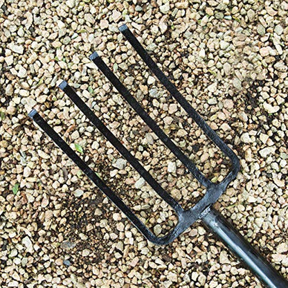 TABOR Tools J59A Digging Fork, Steel Shaft Super Heavy Duty 4-Tine Spading Fork, Virtually Unbreakable Garden Pitchfork for Compost, Soil Turning & Digging, 40 Inch with D-Handle
