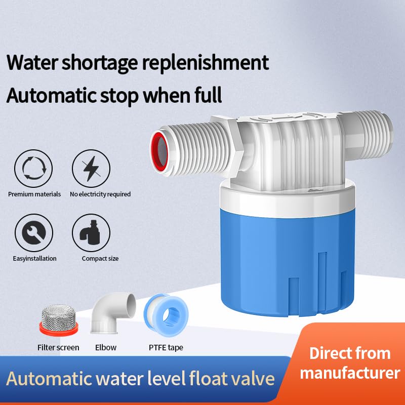 2 Pack 1/2 Float Valve for Water Tank,Aquapulse Water Float Automatic Water Level Control Aqua Pluse Trough Blue Plastic Float Valve Switch for Pool,Pond,Livestock(side inner) - size: 1/2" side inner
