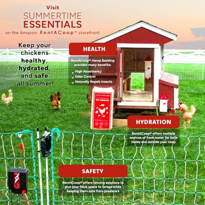 RentACoop 1 Gallon Chicken Waterer with 2 Auto-Fill Cups, Horizontal Nipples and Anti-Roost Cone - Suitable for Chicks, Chickens, Quails, Pigeons and Gamebirds