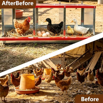 Chicken Nesting Boxes - 3-Compartment Metal Wall-Mounted Poultry Nest Box for Chickens, Hens, and Ducks - Easy Egg Collection - Large Vented Holes - Chicken Coop Equipment (8 Compartments) - size: 8 Compartments